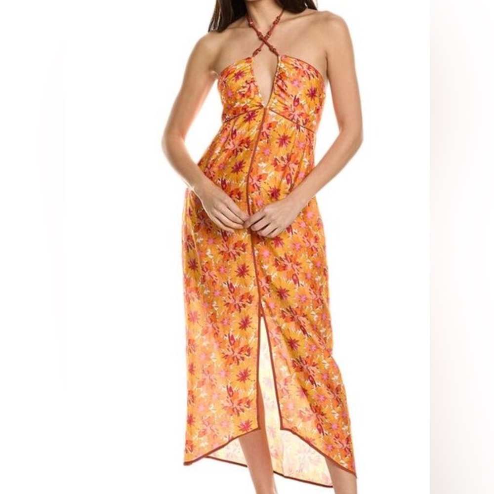Vix Lowana Mustard Melanie Detail Cover Up Dress NWT $398